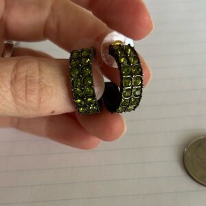 swarovski crystal antique bronze green crystal hoop earrings